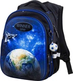 Рюкзак для начальной и средней школы WINNER ONE, Космос, 38*29*18 см., вес 650г, вентилируемая, уплотненная спинка, + брелок, R1-008