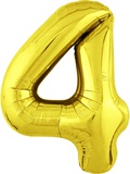 Шар воздушный фольгированный Цифра 4, 40" 102см, цвет золото, металлик SLIM 754634