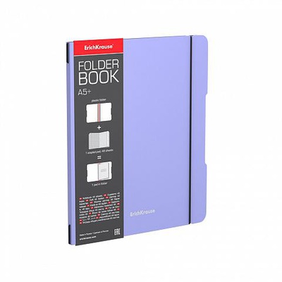 Тетрадь 48 л. А5+, клетка Erich Krause, FolderBook Pastel, съемная пластиковая обложка, на резинке, фиолетовый, ЕК51392