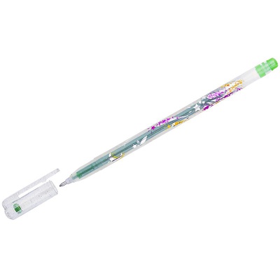 Ручка гелевая 1мм с блестками светло - зеленая Crown "Glitter Metal Jell", [063895]
