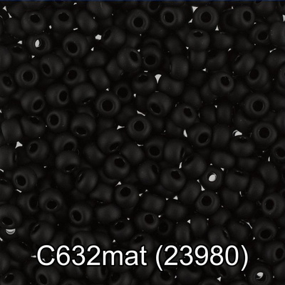 Бисер стеклянный GAMMA 50гр непрозрачный матовый, черный, круглый 10/*2,3мм, 1-й сорт Чехия, C632mat (23980)