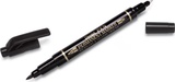 Маркер перманентный двухсторонний  0,3 / 1,2мм Pentel. Pen Twin Tip New, пулевидный наконечник, черный, N75W-AE