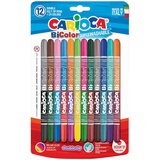 Фломастеры двусторонние CARIOCA "Bi-Color" 12шт. 24цв., 1,0-4,7 мм, двуцветные, смываемые, блистер, европодвес,  42265 