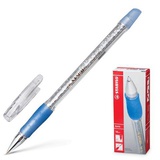 Ручка шариковая 0,5мм синяя STABILO "Keris", линия 0,3 мм, корпус прозрачный с блестками, 141573/079379