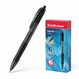 Ручка гелевая автоматическая 0,5мм черная ErichKrause® Smart-Gel, линия 0,4мм, корпус полупрозрачный круглый, ЕК39012