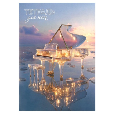 Тетрадь для нот 32л. А4 на скобе, Мерцающий рояль, мягкий переплет, [73247]