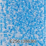 Бисер стеклянный GAMMA 5гр кристально-прозрачный с цветным отверстием, блестящий, синий, круглый 10/*2,3мм, 1-й сорт Чехия, Е256 (38636)