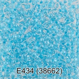 Бисер стеклянный GAMMA 5гр кристально-прозрачный с цветным отверстием, блестящий, голубой, круглый 10/*2,3мм, 1-й сорт Чехия, Е434 (38662)
