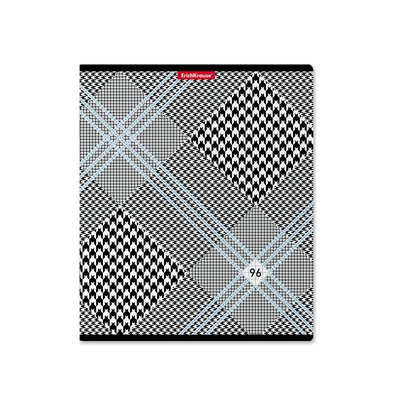Тетрадь  96 л. клетка скоба ErichKrause® Black&White, мелованный картон  ЕК49652