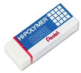 Ластик Pentel. Hi-Polymer Eraser, 65 х 24.5 х 12.5 мм, белый, в индивидуальной упаковке, в картонной коробке, ZEH10