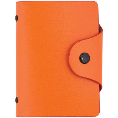Визитница карманная 80х110 мм OfficeSpace на 40 визиток,  кнопка, кожзам, оранжевый [260781]