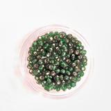 Стеклянный бисер 25г (крупный) прозрачный блестящий темно-зеленый (Б035)