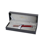 Ручка шариковая подарочная Manzoni Marinella, корпус красный, футляр кожзам, KR405B-02M