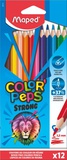 Карандаши  12 цв. MAPED ColorPeps Strong, повышенная прочность, пластиковые, диаметр грифеля 3,2 мм, в картонной коробке с подвесом, 862712