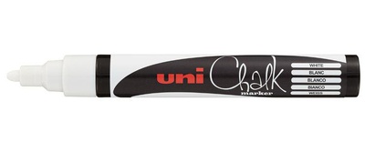 Маркер меловой для окон, стекла и досок UNI "Chalk" 1,8-2,5 мм, пулевидный, белый стираемый   [PWE-5M]