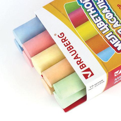 Нaбор цветного мела для асфальта 10шт / 5цв., круглый, d 25мм, картонная упаковка 223556