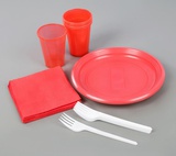Набор одноразовой посуды на 6 персон ( тарелка, вилка, стакан пластик, бумажная салфетка,) Летний №2, микс  3368665