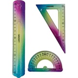 Набор геометрический deVENTE. Shiny Rainbow Flex, малый, 3 пред. (линейка 20 см, угольника 30°/60°/90°, транспортир), полупрозрачный радужный, в пластиковом блистере, 5092305