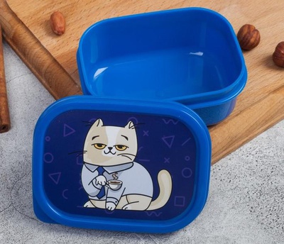 Ланч-бокс (пластик) мини, 150 мл, "Кот", (круглый), 4569130