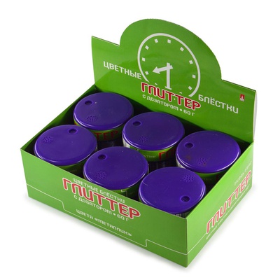 Глиттер для декора с дозатором Цветовая гамма №1, 6 цветов, яркие цвета микс, 60 гр, 2-311/01