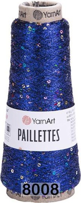 Пряжа YarnArt PAILLETTES  50г/800м (75% металлизированный полиэстер, 25% пайетки), синяя 8008