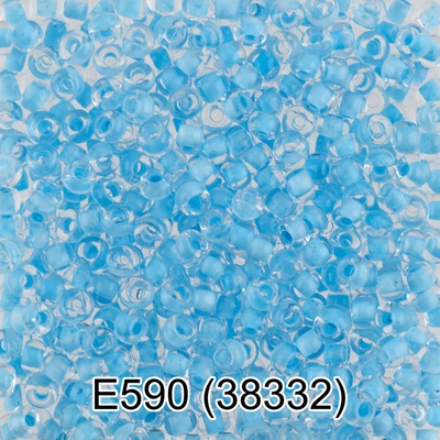 Бисер стеклянный GAMMA 5гр прозрачный с цветным отверстием, светло-голубой, круглый 10/*2,3мм, 1-й сорт Чехия, Е590 (38332)