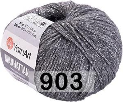 Пряжа YarnArt Manhattan 50г/200м ( 7% шерсть, 7% вискоза, 30% акрил, 56% металлик) 903 серый