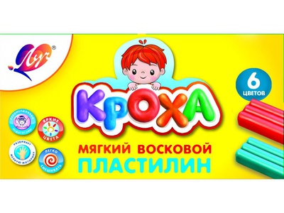 Пластилин восковой  6цв. 99г ЛУЧ "Кроха", мягкий восковой, со стеком, 12С 863-08