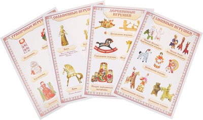 Комплект плакатов Русские народные игрушки 4 плак.с методичес. сопров.,  [КПЛ-61]