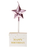 Свеча для торта на пиках Праздничная звезда, розовое золото, 10,2см*1,4см*4см, С-4884