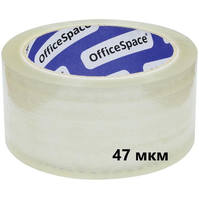 Клейкая лента 48 мм х 66м, 47мкм прозрачная, OfficeSpace 324271