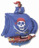 Шар воздушный (фигурный) 41"/104см "Пиратский корабль (синий)", 901669А