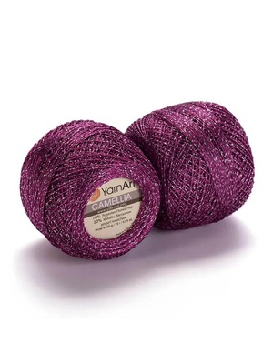 Пряжа Yarnart Camellia 50г/450м (91% полиэстер, 9% металлик), сухая роза 425