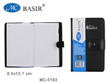 Записная книжка на кнопке 8*13,5см 60л. клетка Basir MC-5183/5184, кожзам, съемная обложка + ручка