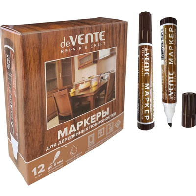 Маркер для деревянных поверхностей 1-5мм deVENTE. Repair, круглый корпус, орех, скошенный наконечник,  5044408