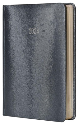 Ежедневник A5 датированный 2024г 176л. INFORMAT "Фиеста", металлик, обрез серебряный, с закладкой-ляссе, твердая обложка с тиснением, IFDB-FERA5/Bl