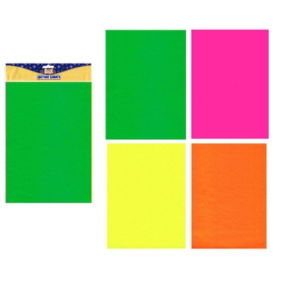 Цветная бумага самоклеящаяся флюоресцентная А4 8л. 4цв. FANCY FD010019,  [A13842]