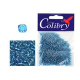 Стеклянный бисер Colibry 20г прозрачный темно-голубой с посеребреным отверстием (16)