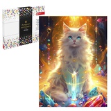 Алмазная мозайка 30х40см КОТ И САМОЦВЕТЫ, на подрамнике, 68637