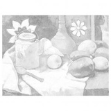 Холст на картоне с эскизом Сонет Натюрморт с чайником и фруктами 30х40см