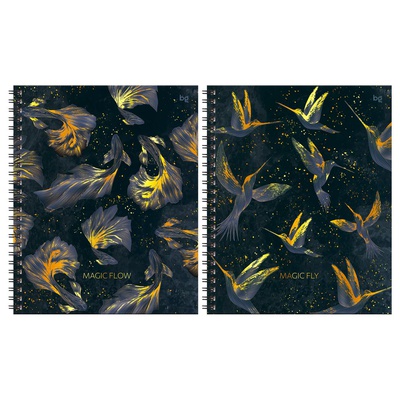 Тетрадь 120л. А5 клетка на гребне BG "Magic flow", глянцевая ламинация, тиснение фольгой, твердая обложка, [ТТ5гр120_лг_тф 67200]
