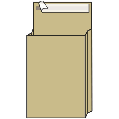 Пакет почтовый объёмный C4, UltraPac, 229*324*40 мм, крафт коричневый, на 300 листов, отрывная клейкая лента, 130г/м2 381227