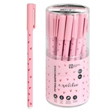 Ручка шариковая 0,5мм синяя Сердечко на розовом, металлический наконечник, корпус розовый, АБС-пластик с добавлением САН-пластика, софт-тач, 71668