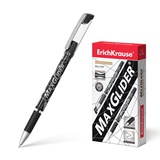 Ручка шариковая 0,7мм черная ERICH KRAUSE MaxGlider Ultra Glide Technology, металлический наконечник, резиновый держатель [ЕК45214]