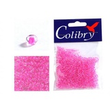 Стеклянный бисер Colibry 20г прозрачный с цветным стержнем (ярко-розовый) (46)