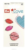 Эмблемы Handmade Prym Love, металл/пластик, красный, упак./3 шт., 403742,  [7715141]