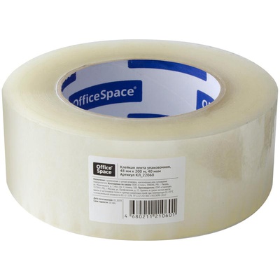 Клейкая лента 48 мм х 200м, 40мкм прозрачная,  картон. втулка, OfficeSpace, КЛ_22060