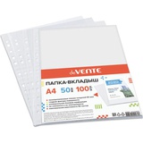 Папки- файлы перфорированные А4 50 мкм, глянцевая фактура, прозрачные, 100 шт/уп,  deVENTE 3050600