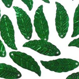 Пайетки 14мм голографические Листья удлен. зеленые 10г