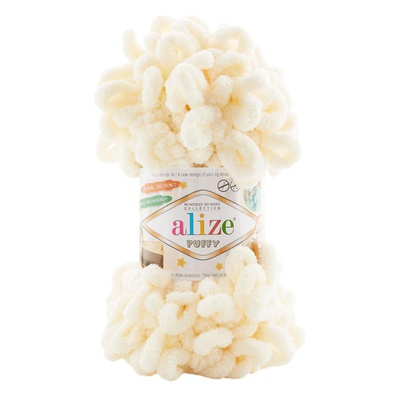 Пряжа Ализе Puffy 100г/9м (100% микрополиэстер), [01]